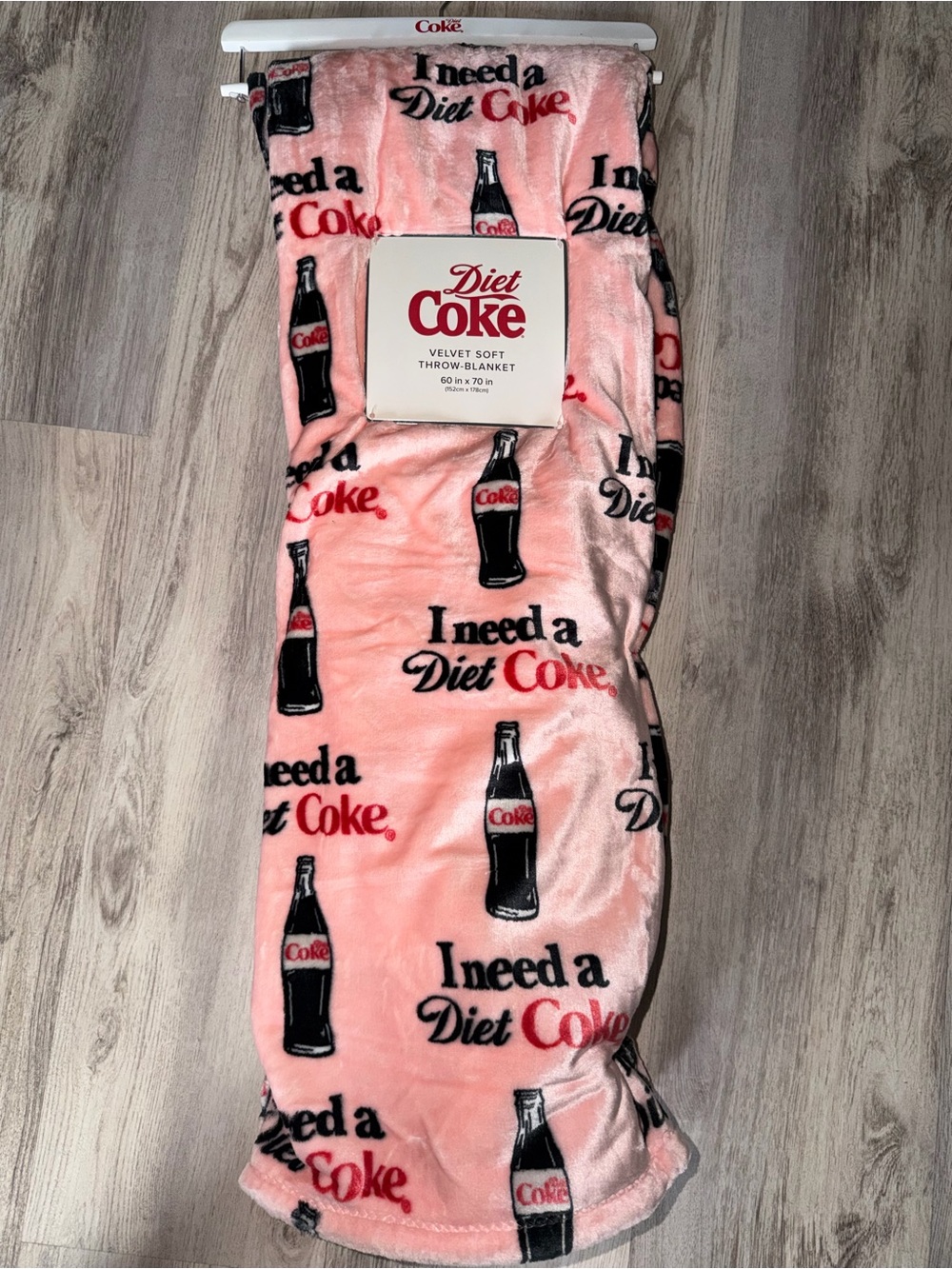 I Need A Diet Coke - Pink Plush Throw Blanket NWT